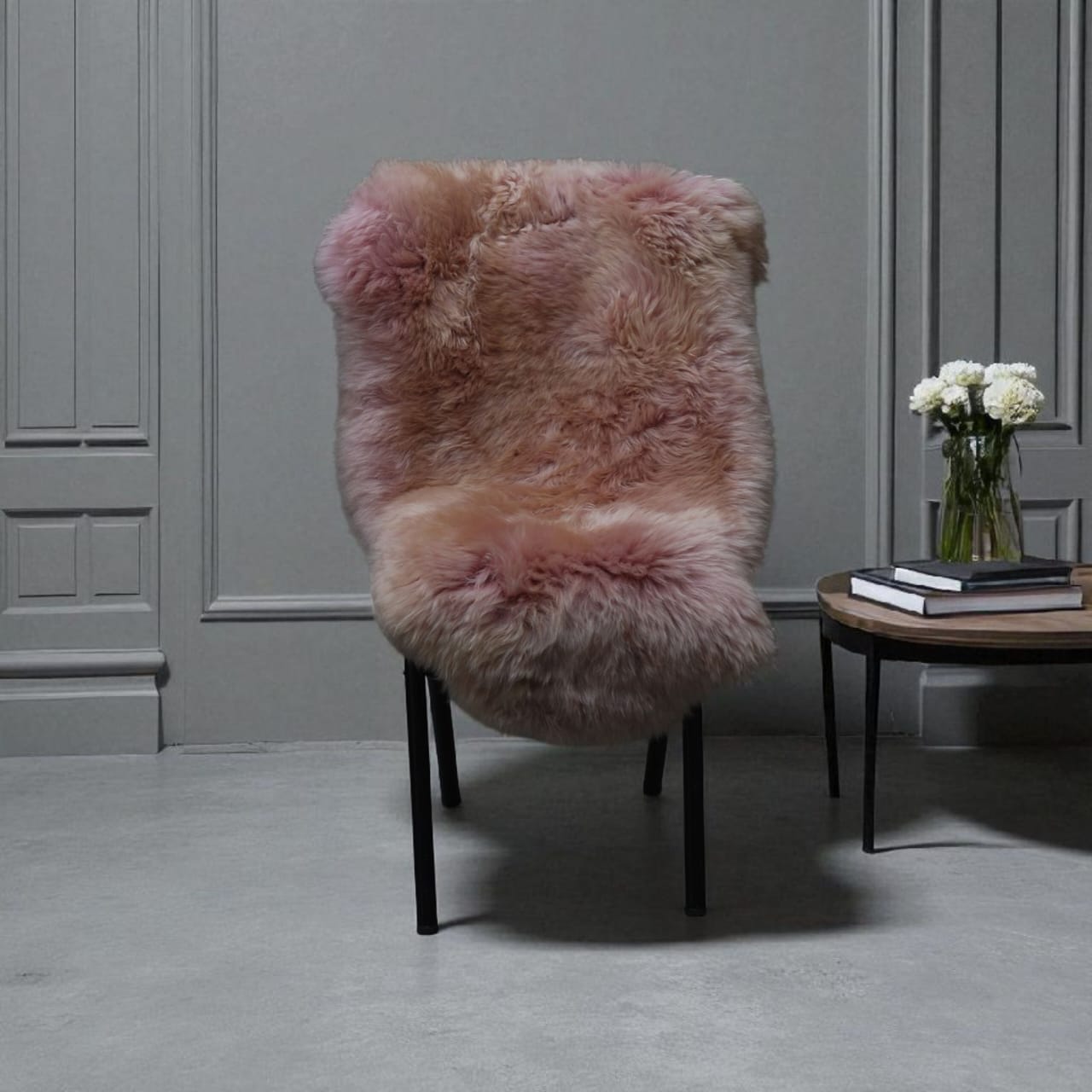 Luxury Soft Pink Sheepskin Rug – Premium Real Wool Chair & Home Decor