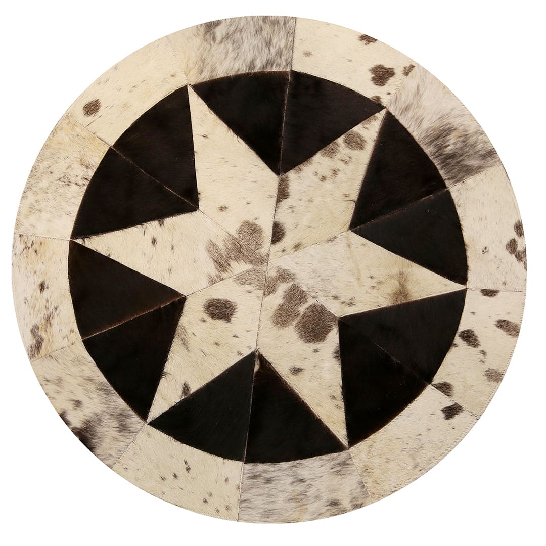 Premium Genuine Leather Patchwork Rug – Modern Gradient Cowhide Design