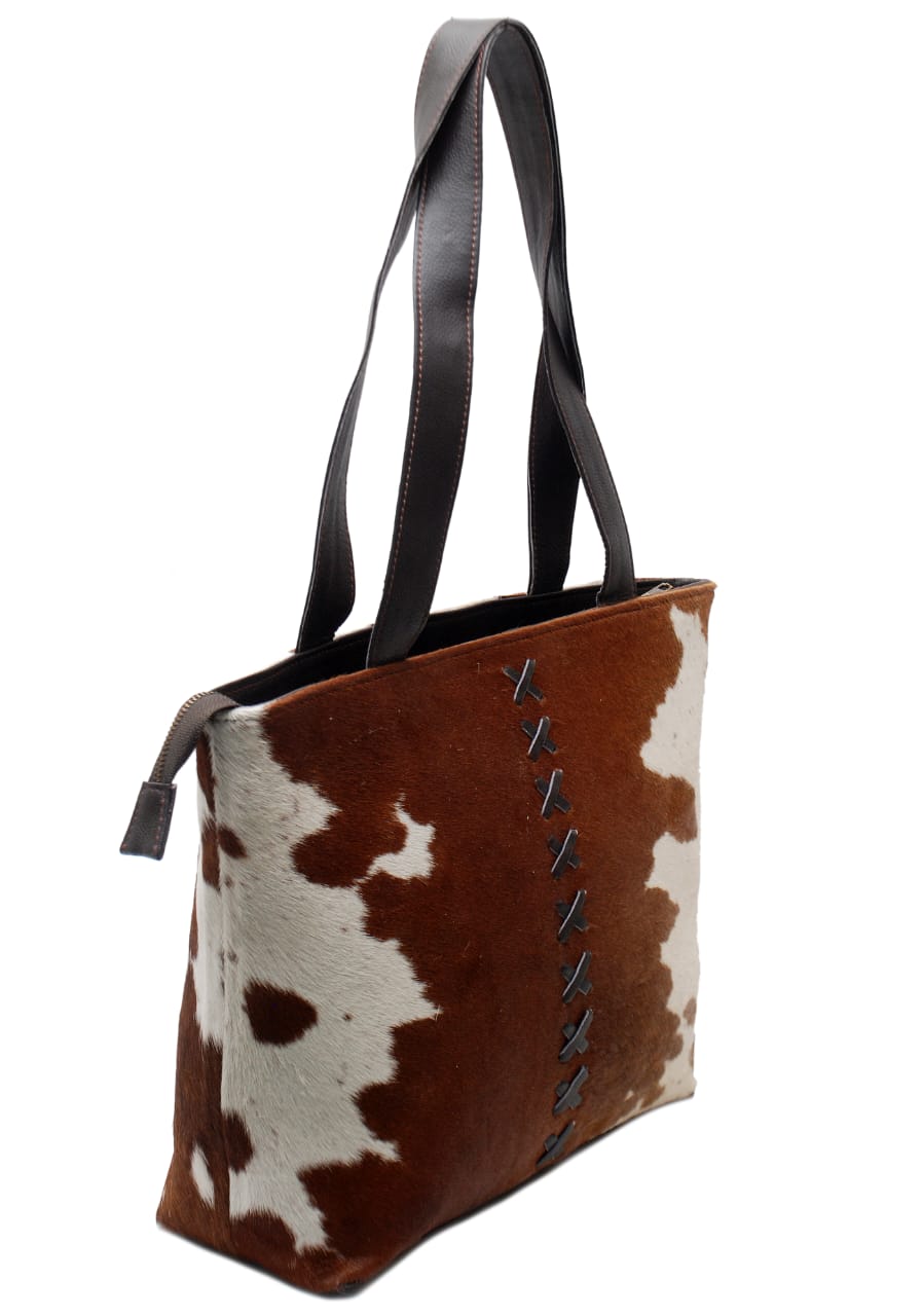 Handcrafted Cowhide Leather Tote Bag – Premium Hair-On Hide Shoulder Bag