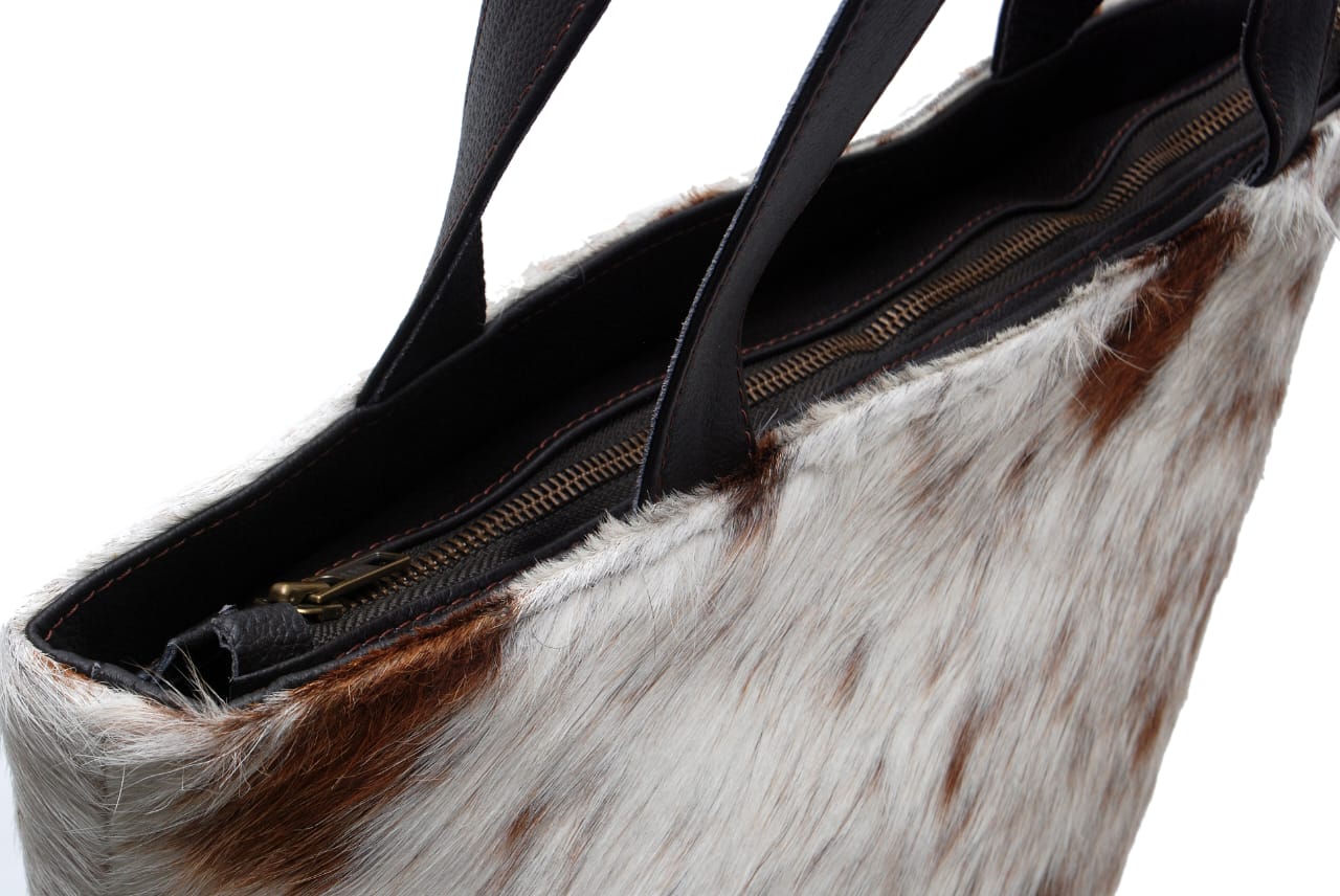 Handcrafted Cowhide Leather Tote Bag – Premium Hair-On Hide Shoulder Bag
