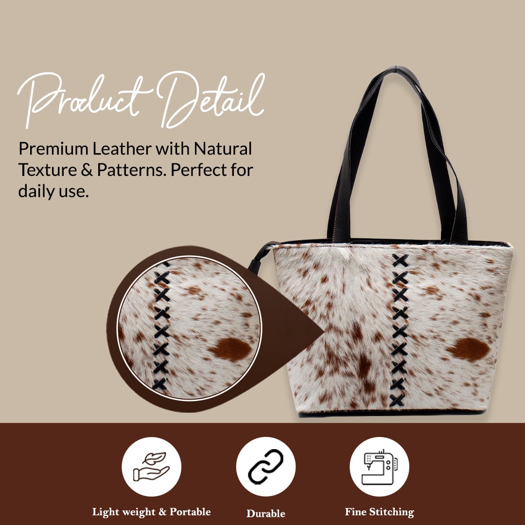 Handcrafted Cowhide Leather Tote Bag – Premium Hair-On Hide Shoulder Bag