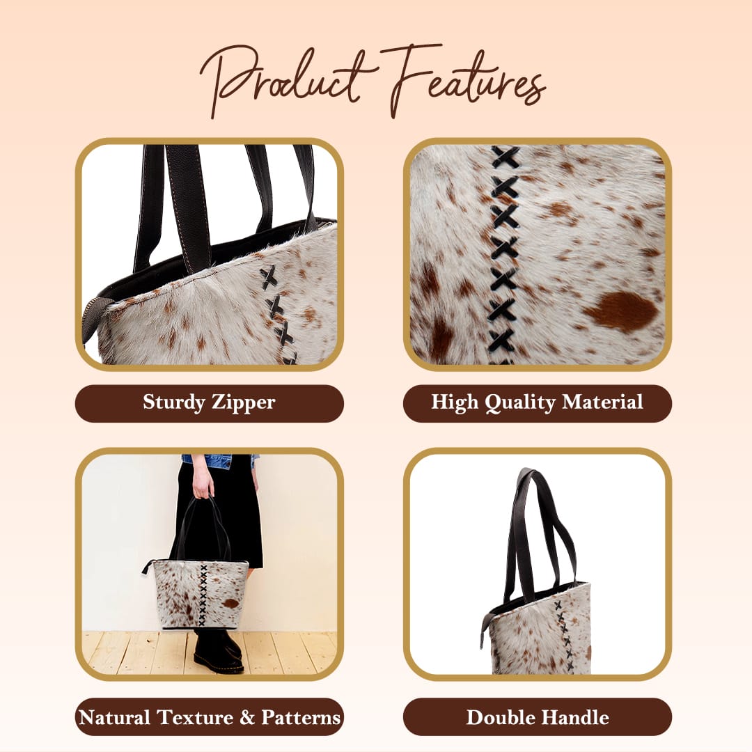 Handcrafted Cowhide Leather Tote Bag – Premium Hair-On Hide Shoulder Bag