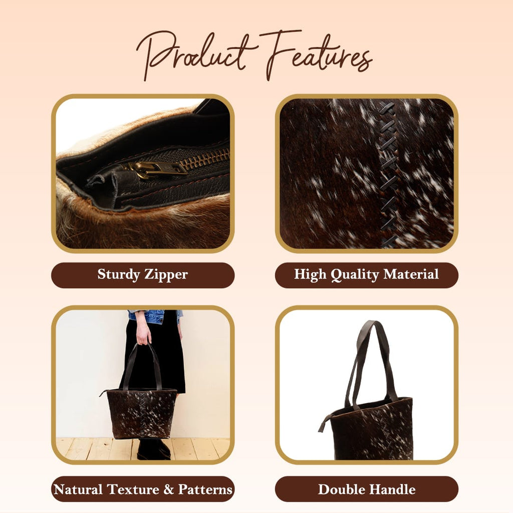 Handcrafted Cowhide Leather Tote Bag – Premium Hair-On Hide Shoulder Bag