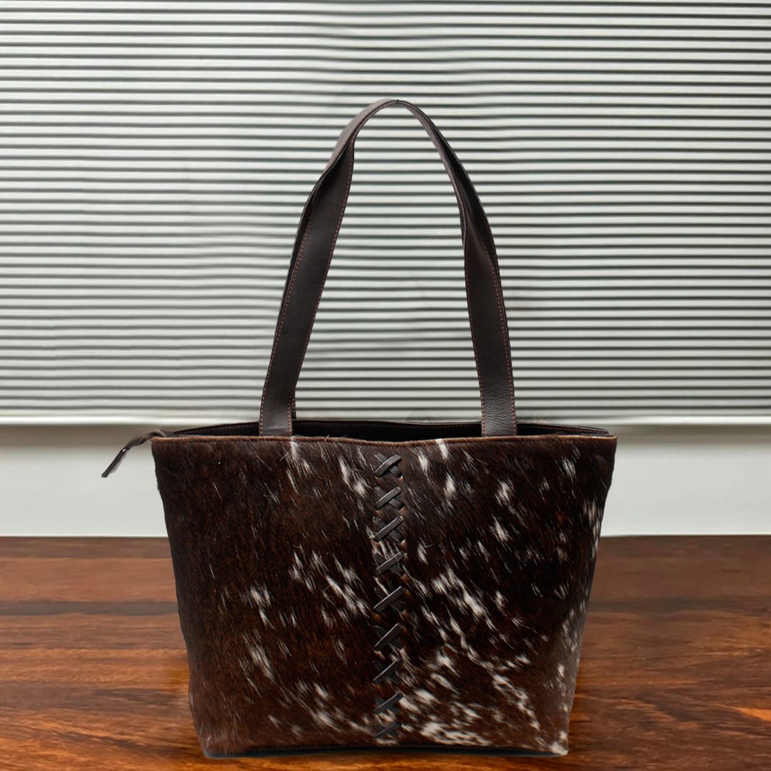 Handcrafted Cowhide Leather Tote Bag – Premium Hair-On Hide Shoulder Bag
