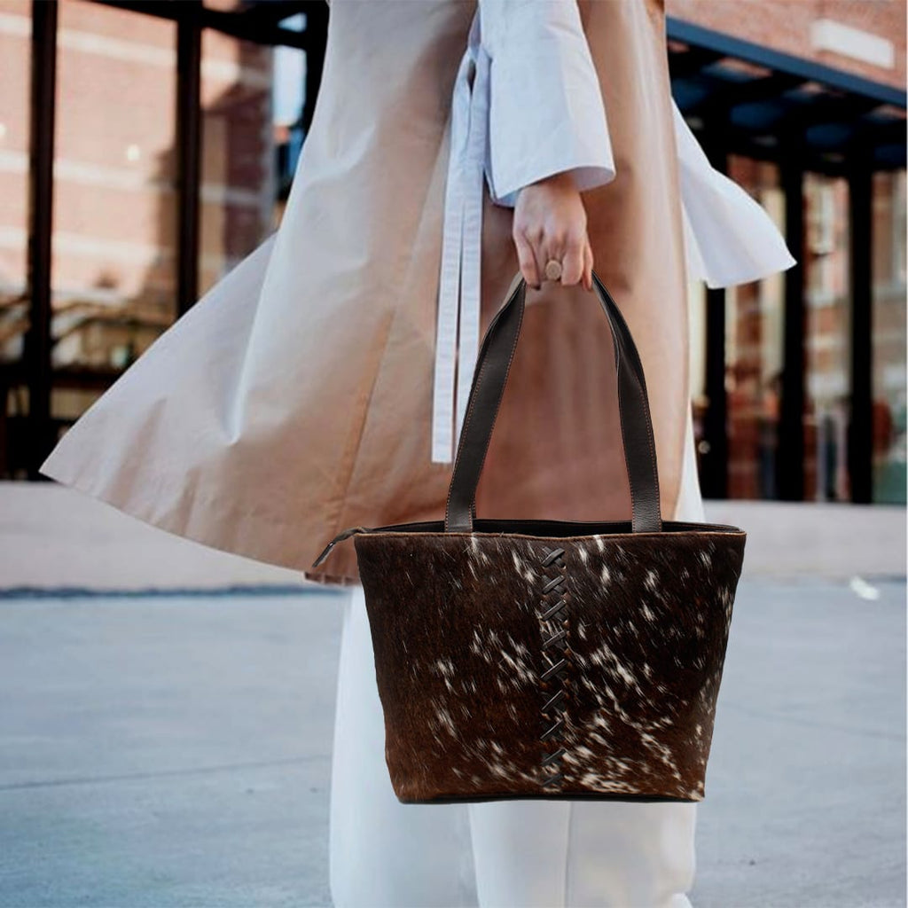 Handcrafted Cowhide Leather Tote Bag – Premium Hair-On Hide Shoulder Bag