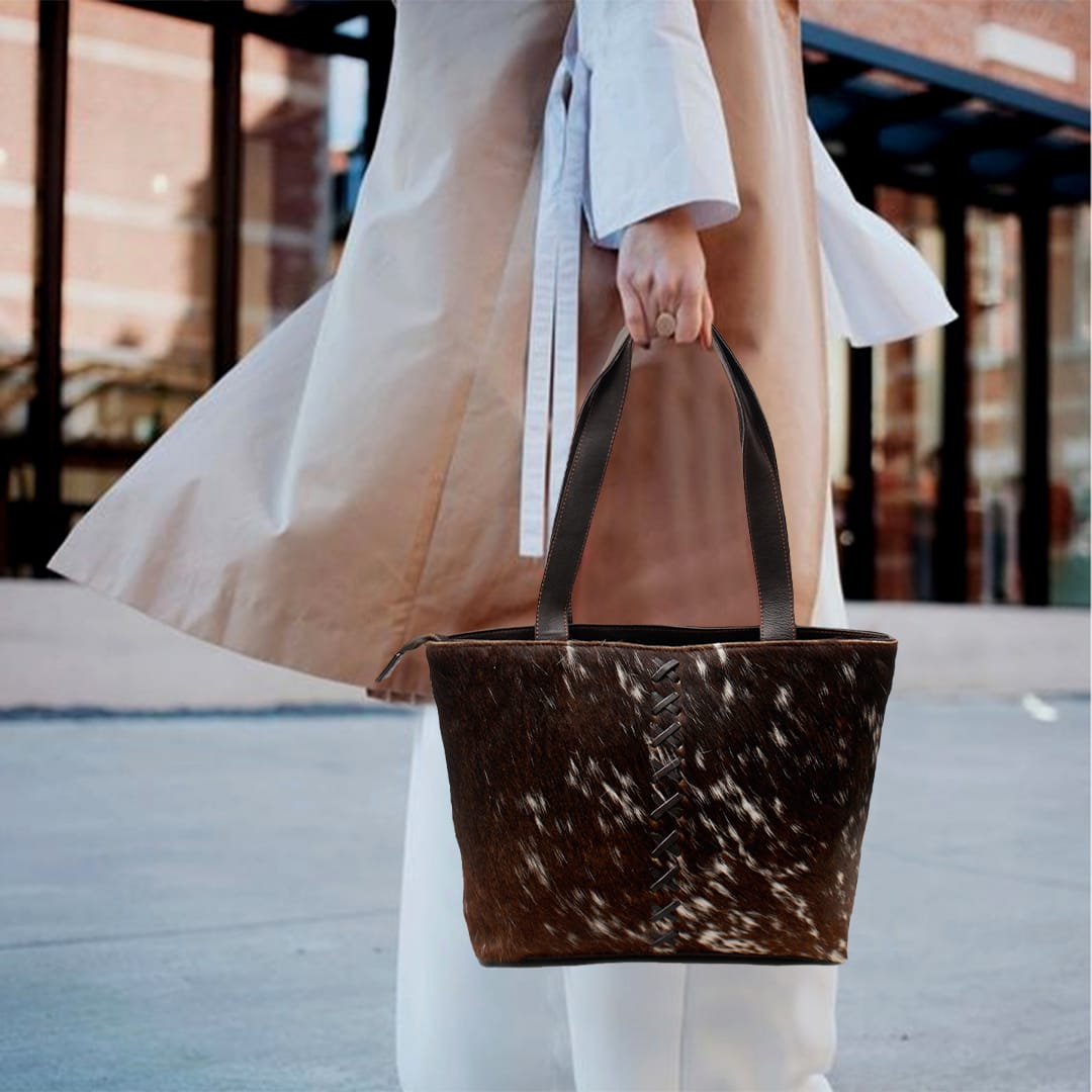 Handcrafted Cowhide Leather Tote Bag – Premium Hair-On Hide Shoulder Bag