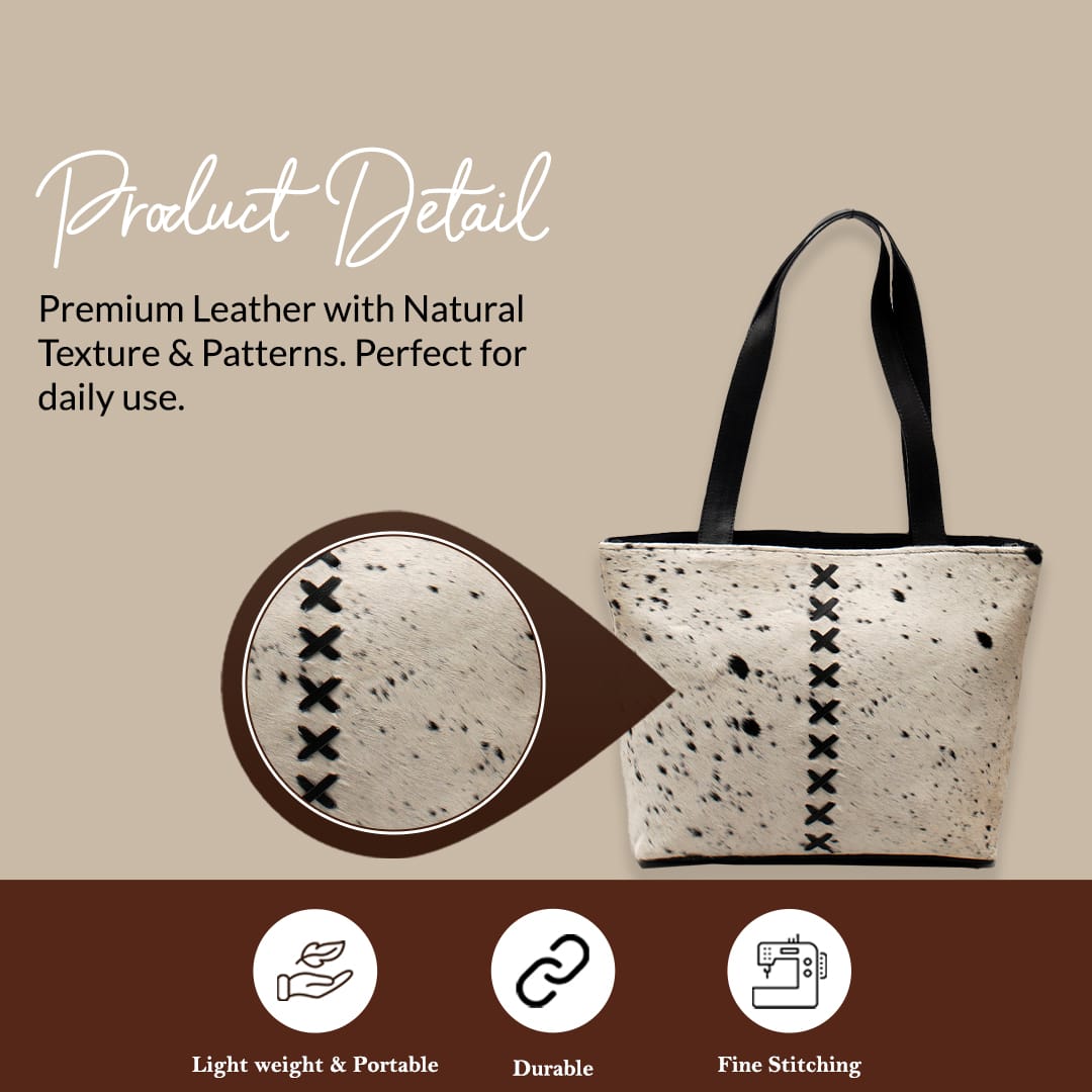 Handcrafted Cowhide Leather Tote Bag – Premium Hair-On Hide Shoulder Bag