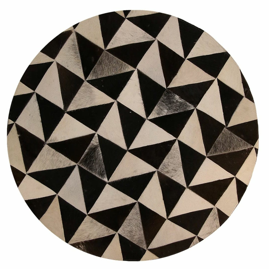 Luxury Genuine Leather Patchwork Rug – Modern Gradient Cowhide Carpet