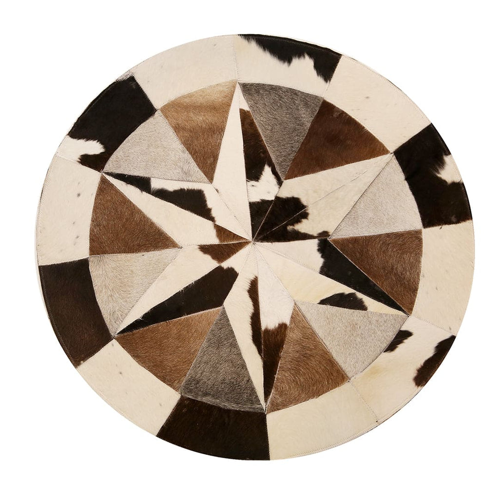 Luxury Genuine Leather Patchwork Rug – Modern Gradient Cowhide Carpet