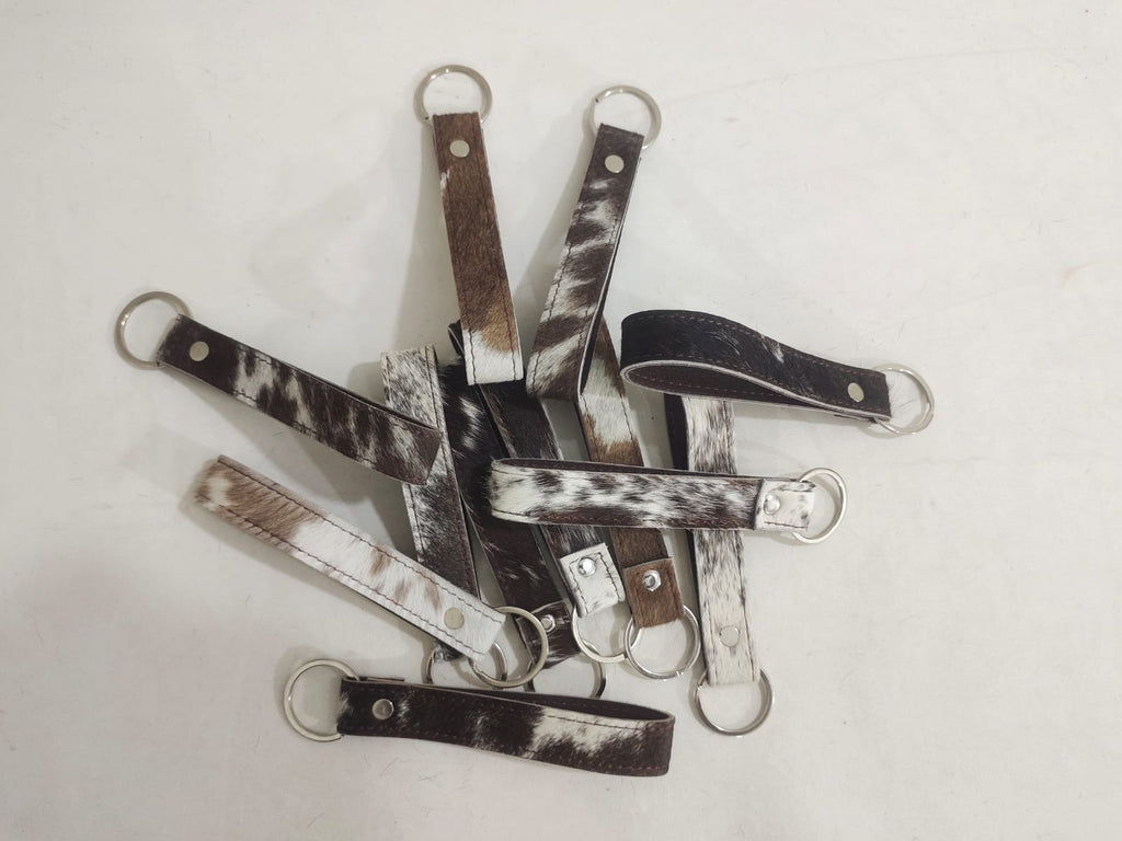 Handcrafted Cowhide Leather Keychain Loop – Premium Hair-on Hide Key Ring