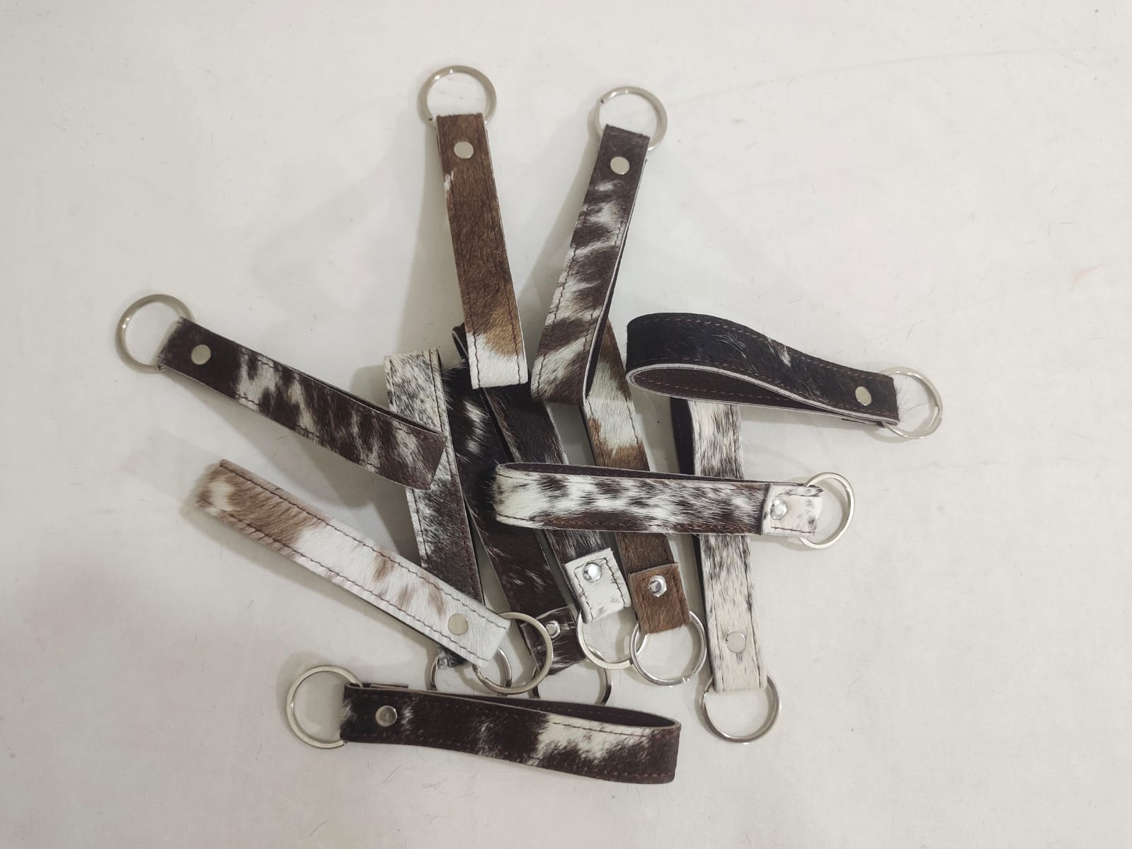 Handcrafted Cowhide Leather Keychain Loop – Premium Hair-on Hide Key Ring