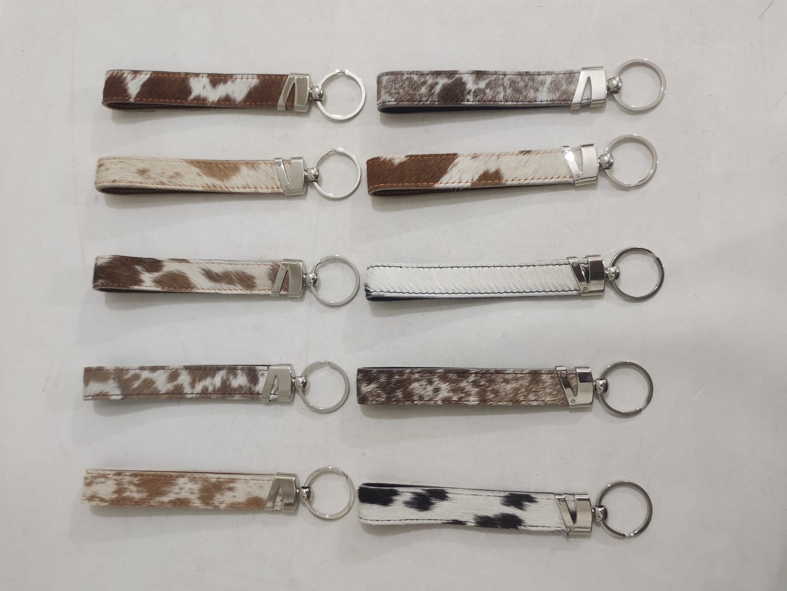 Handcrafted Cowhide Leather Keychain Loop – Premium Hair-on Hide Key Ring
