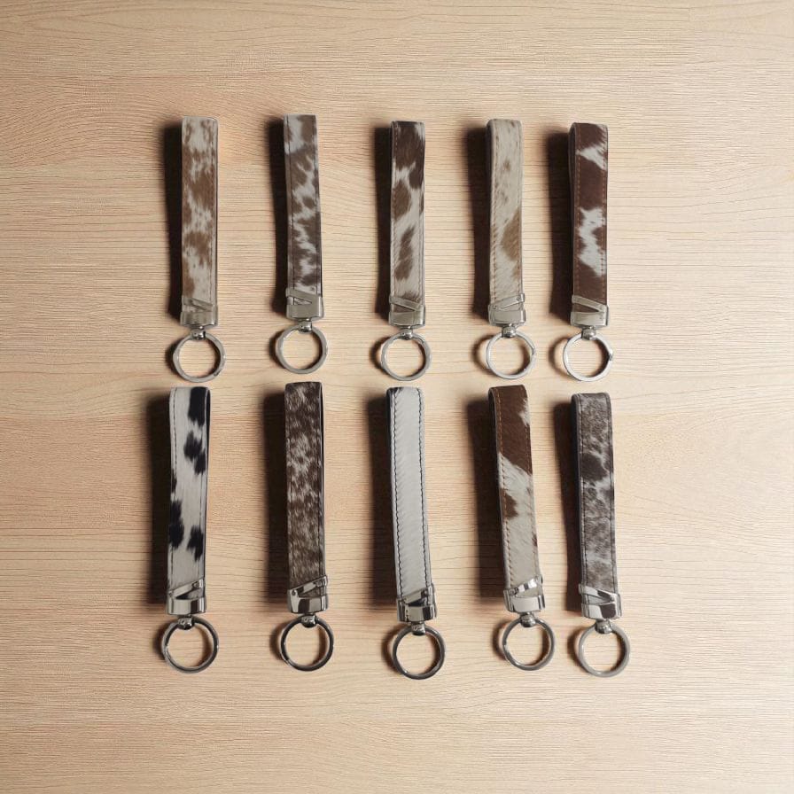 Handcrafted Cowhide Leather Keychain Loop – Premium Hair-on Hide Key Ring