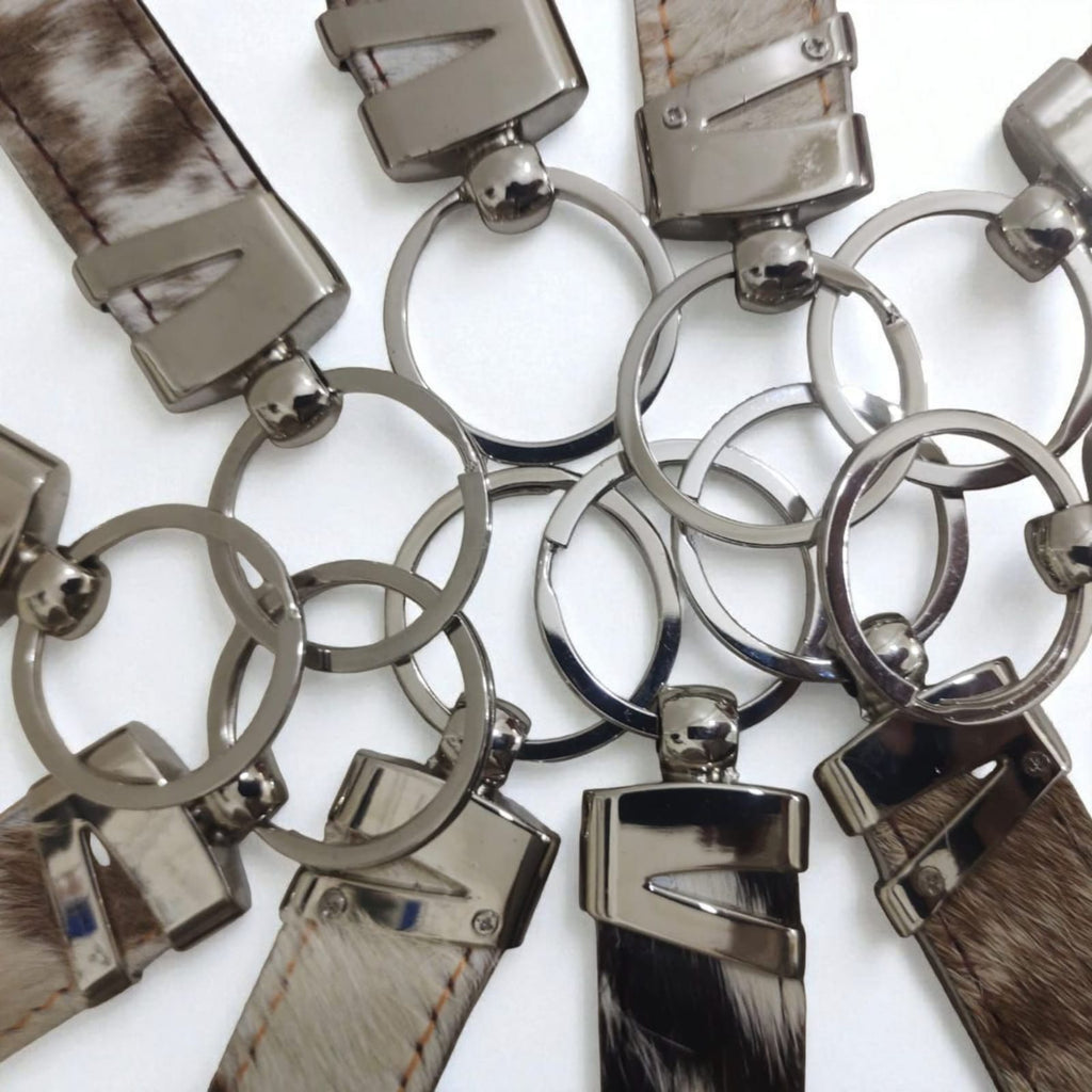 Handcrafted Cowhide Leather Keychain Loop – Premium Hair-on Hide Key Ring
