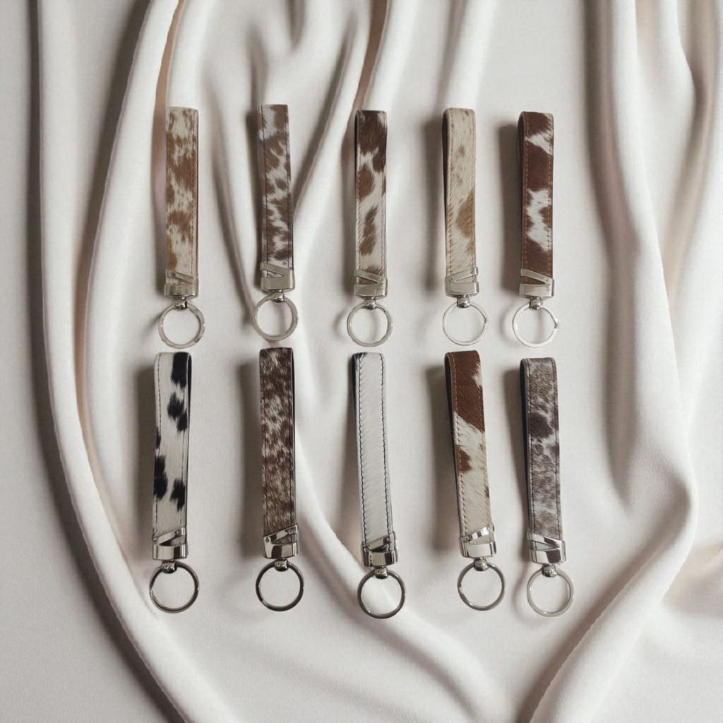 Handcrafted Cowhide Leather Keychain Loop – Premium Hair-on Hide Key Ring