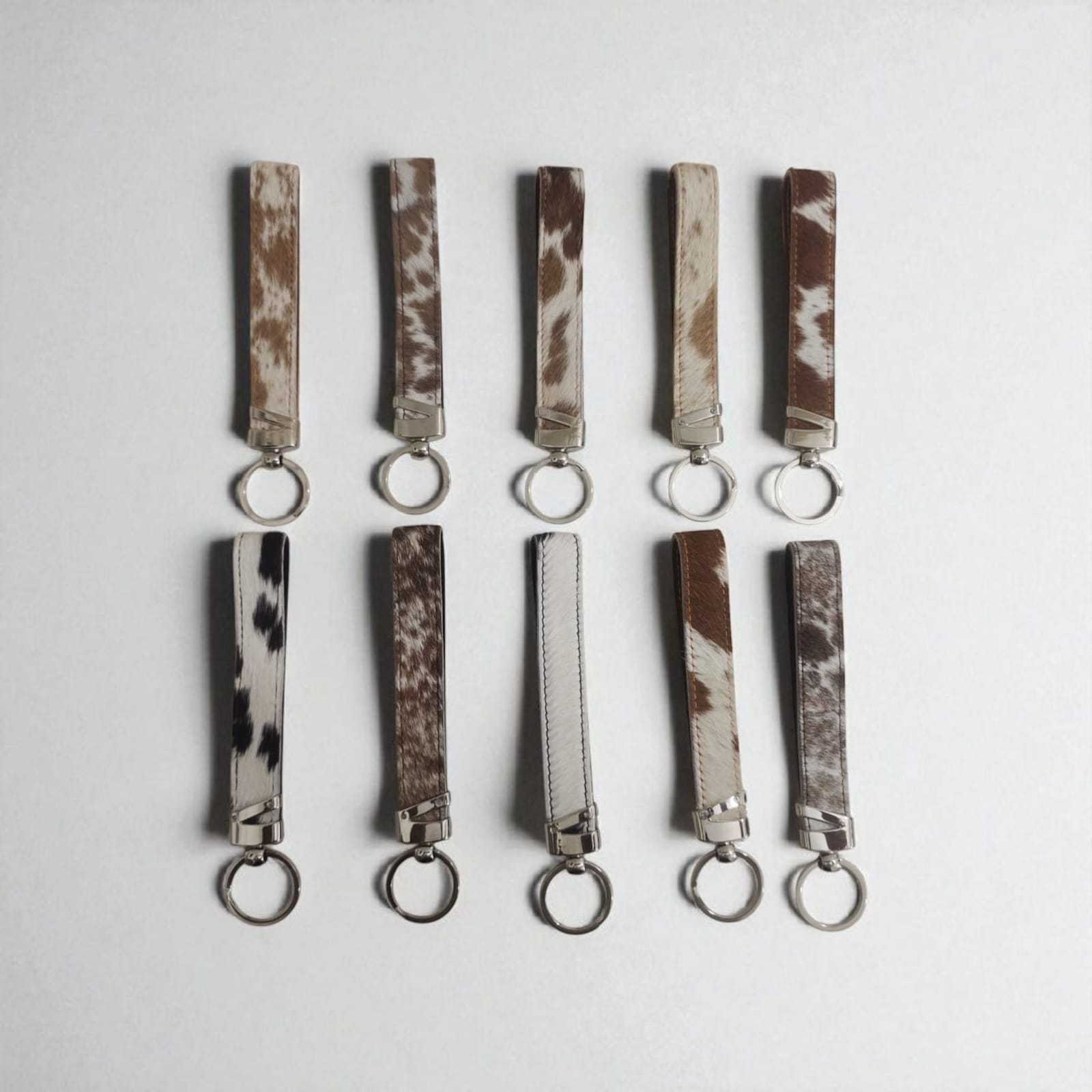 Handcrafted Cowhide Leather Keychain Loop – Premium Hair-on Hide Key Ring