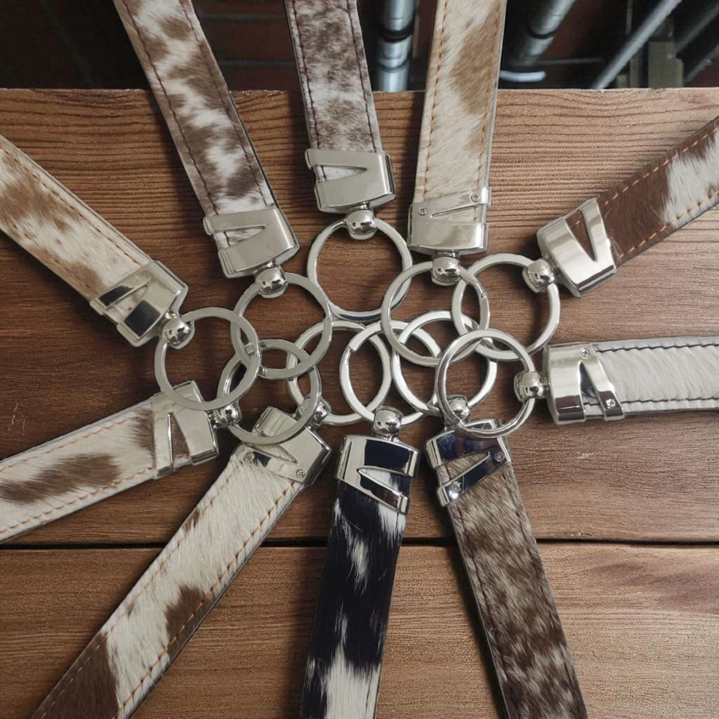 Handcrafted Cowhide Leather Keychain Loop – Premium Hair-on Hide Key Ring