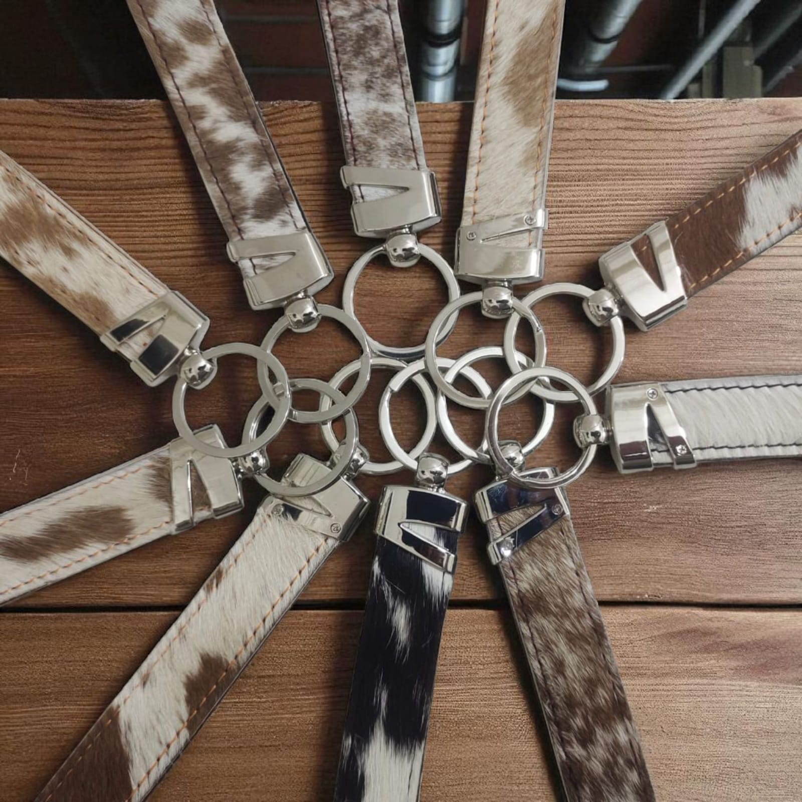 Handcrafted Cowhide Leather Keychain Loop – Premium Hair-on Hide Key Ring