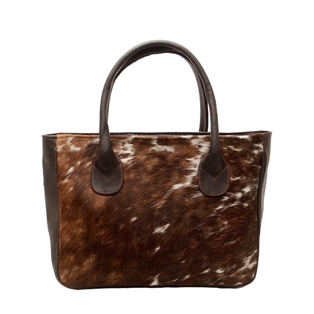 Premium Cowhide Leather Tote Bag – Handmade Genuine Hair-On Hide Handbag