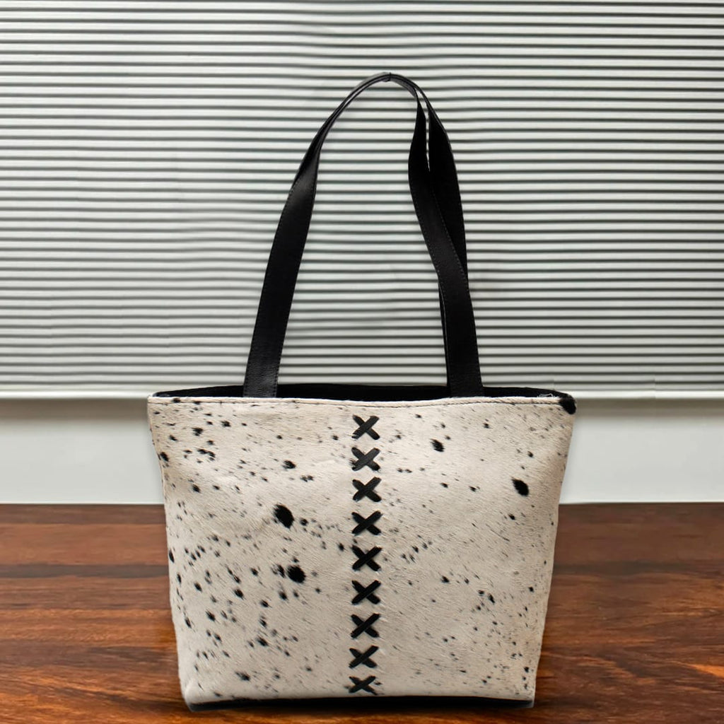 Premium Cowhide Leather Tote Bag – Handmade Genuine Hair-On Hide Handbag