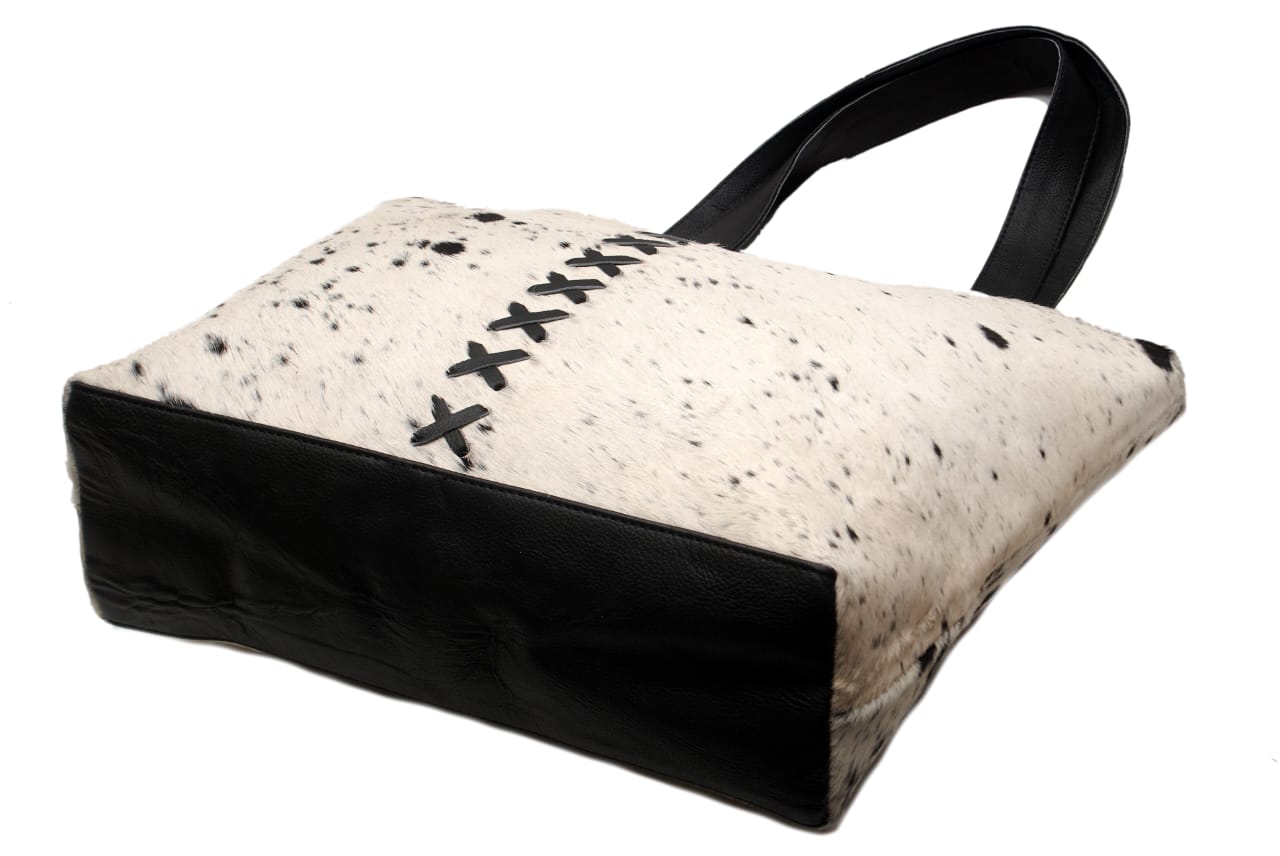 Premium Cowhide Leather Tote Bag – Handmade Genuine Hair-On Hide Handbag