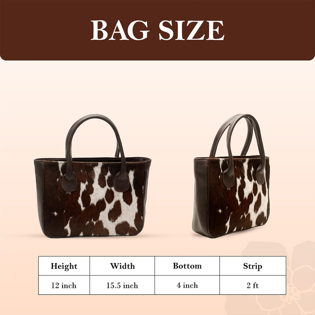 Premium Cowhide Leather Tote Bag – Handmade Genuine Hair-On Hide Handbag