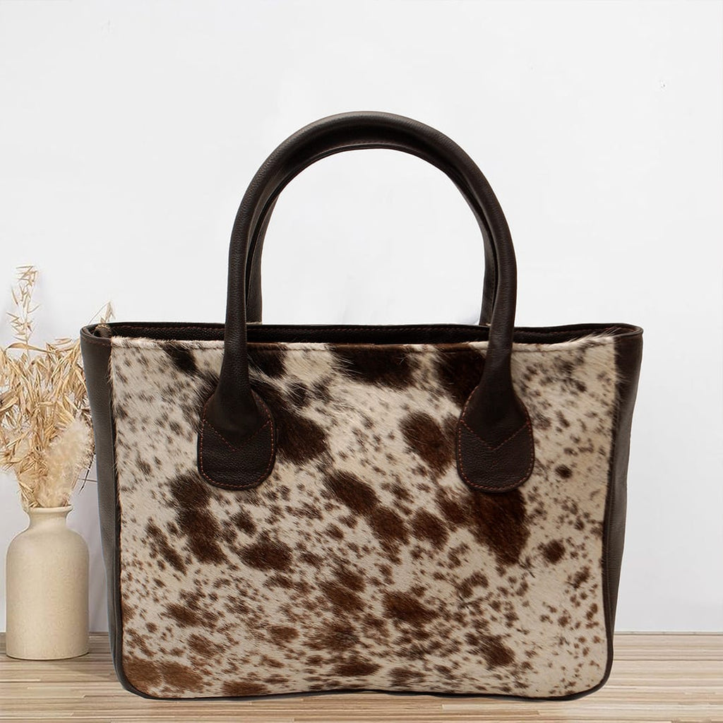 Premium Cowhide Leather Tote Bag – Handmade Genuine Hair-On Hide Handbag